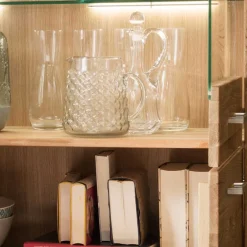 Sale Wohnen 118x141x40 Wohnzimmerschrank mit Glaseinsätzen - Loitons