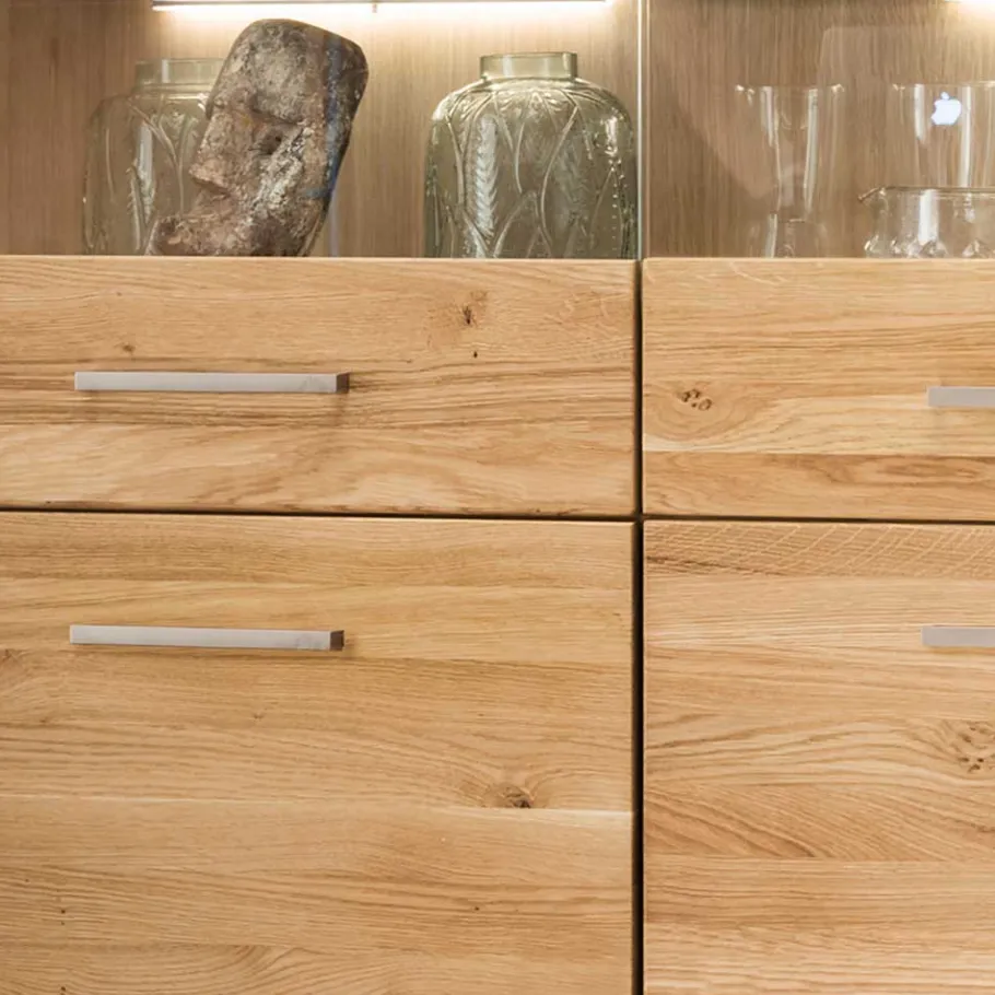Sale Wohnen 118x141x40 Wohnzimmerschrank mit Glaseinsätzen - Loitons