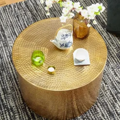 Wohnen 61x41x61 Wohnzimmer-Tisch aus Alu in Gold - Rading