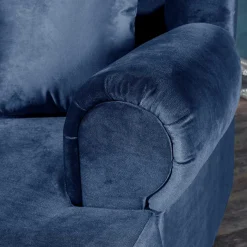 New Wohnen XXL Sessel in Dunkelblau Samtvelours - Louam