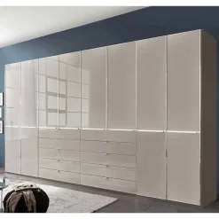 Hot Wohnen XXL-Kleiderschrank in Hellgrau mit Glasfront - Nucina