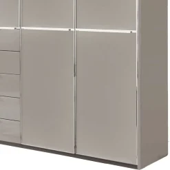 Hot Wohnen XXL-Kleiderschrank in Hellgrau mit Glasfront - Nucina