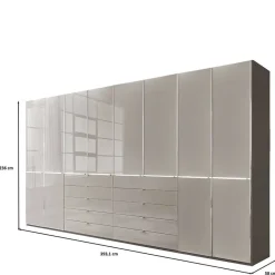 Hot Wohnen XXL-Kleiderschrank in Hellgrau mit Glasfront - Nucina