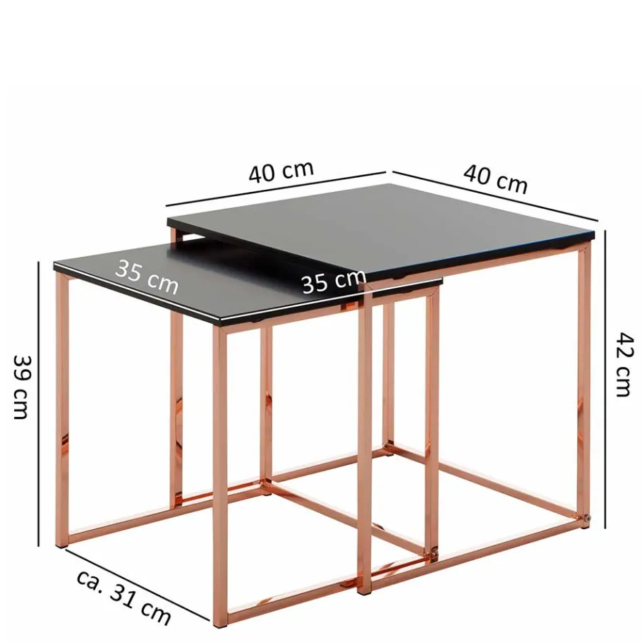Discount Wohnen Zwei Beistelltische in Quadrat Form - Wateno (zweiteilig)
