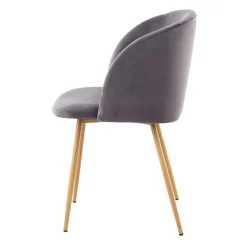 Outlet Wohnen Zwei Esstischstühle in Grau Samt - Antonio (2er Set)