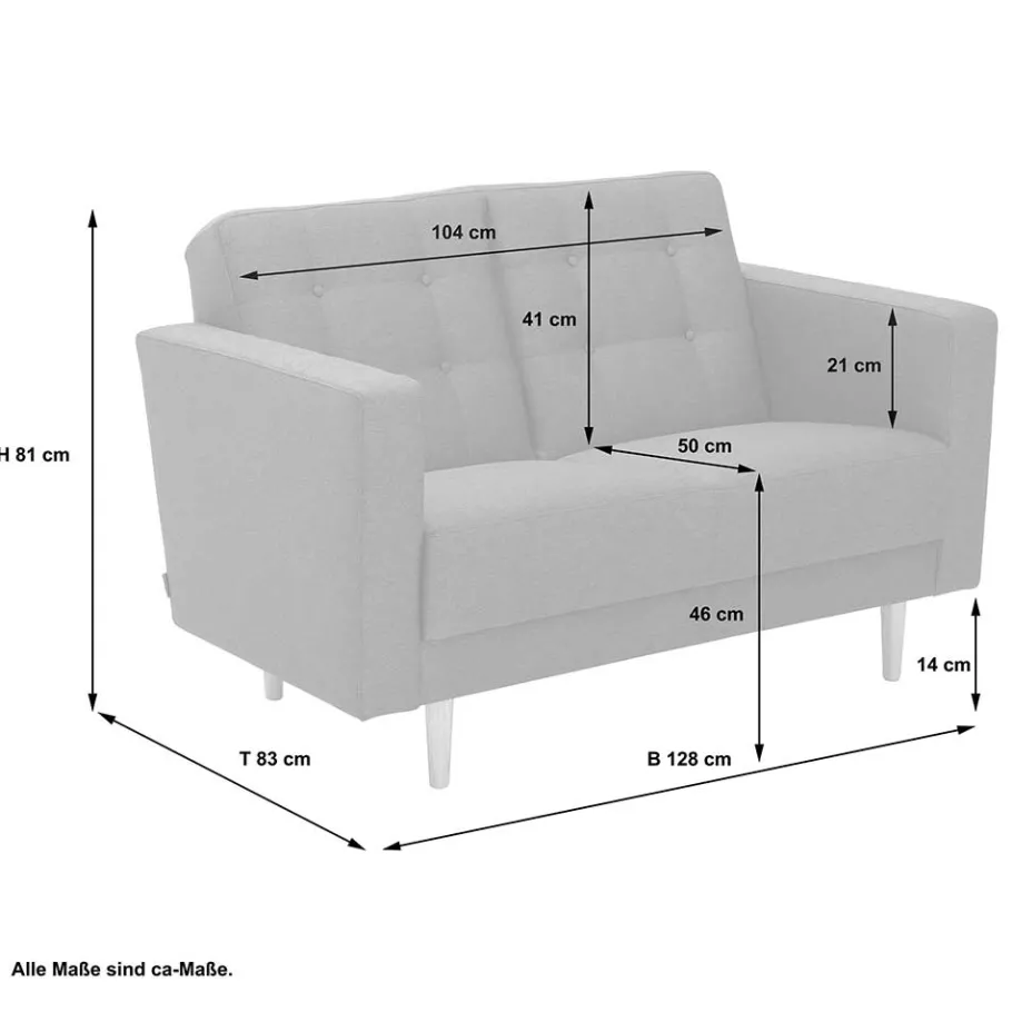 Outlet Wohnen Zweier Couch mit Federkern - Durai
