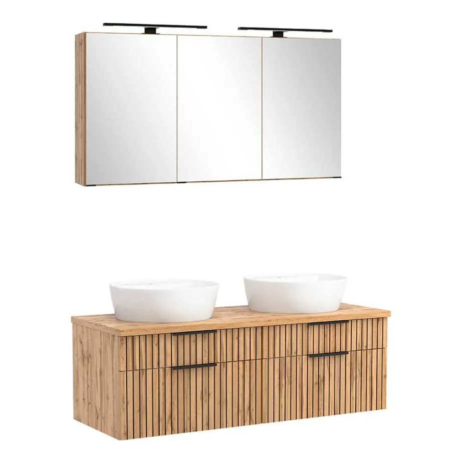 Wohnen Zweifach-Waschtisch und Spiegelschrank - Crystoga (zweiteilig)
