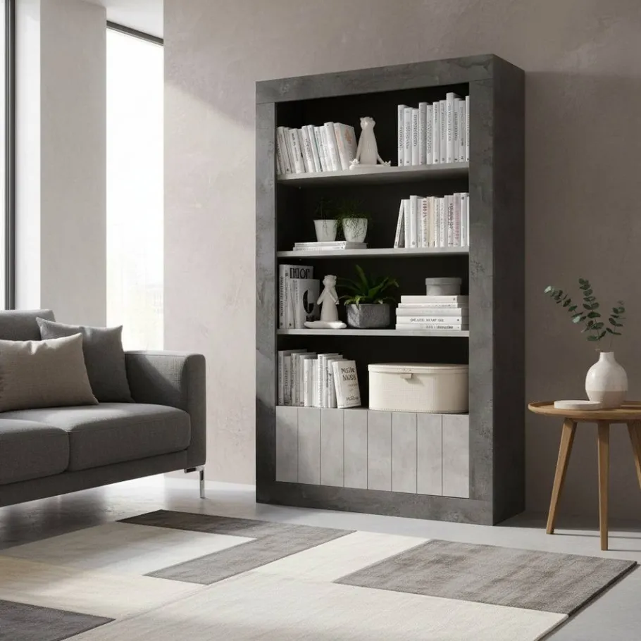 New Wohnen Zweifarbiges Standregal in Grau Dekor - Seciona