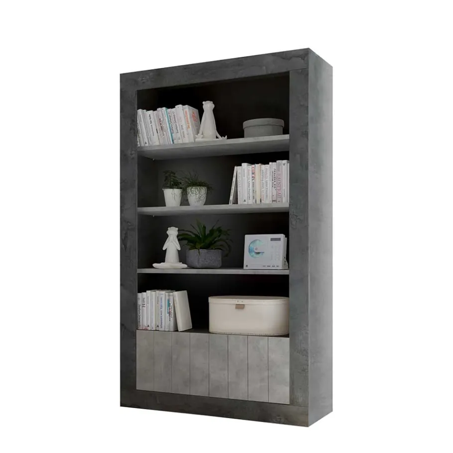 New Wohnen Zweifarbiges Standregal in Grau Dekor - Seciona