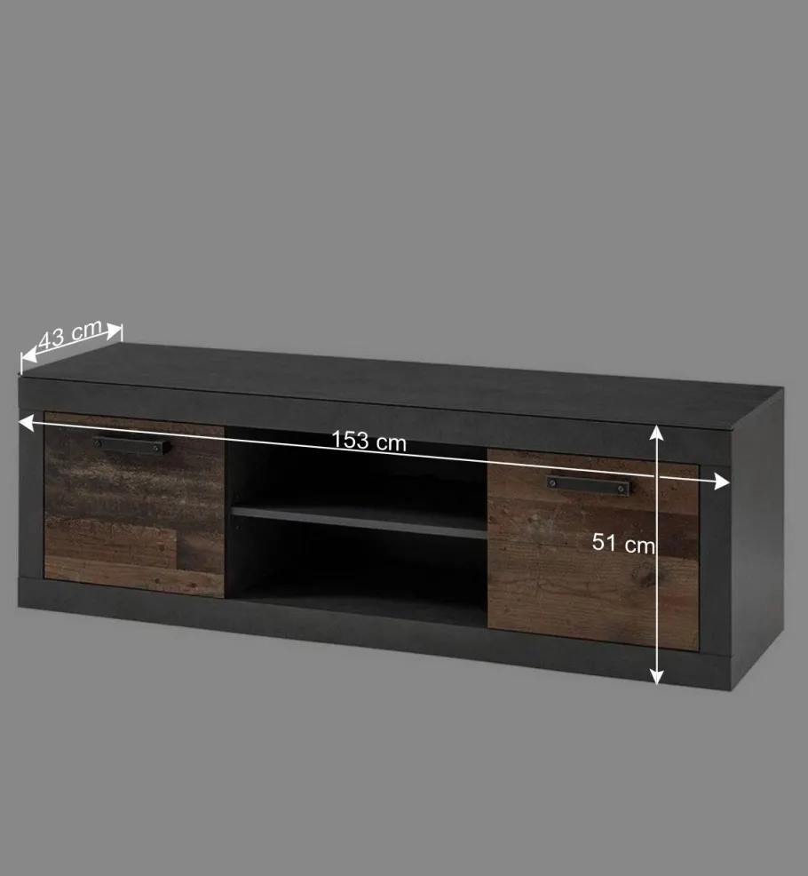 Discount Wohnen Zweifarbiges TV Board 153 cm breit - Timuras
