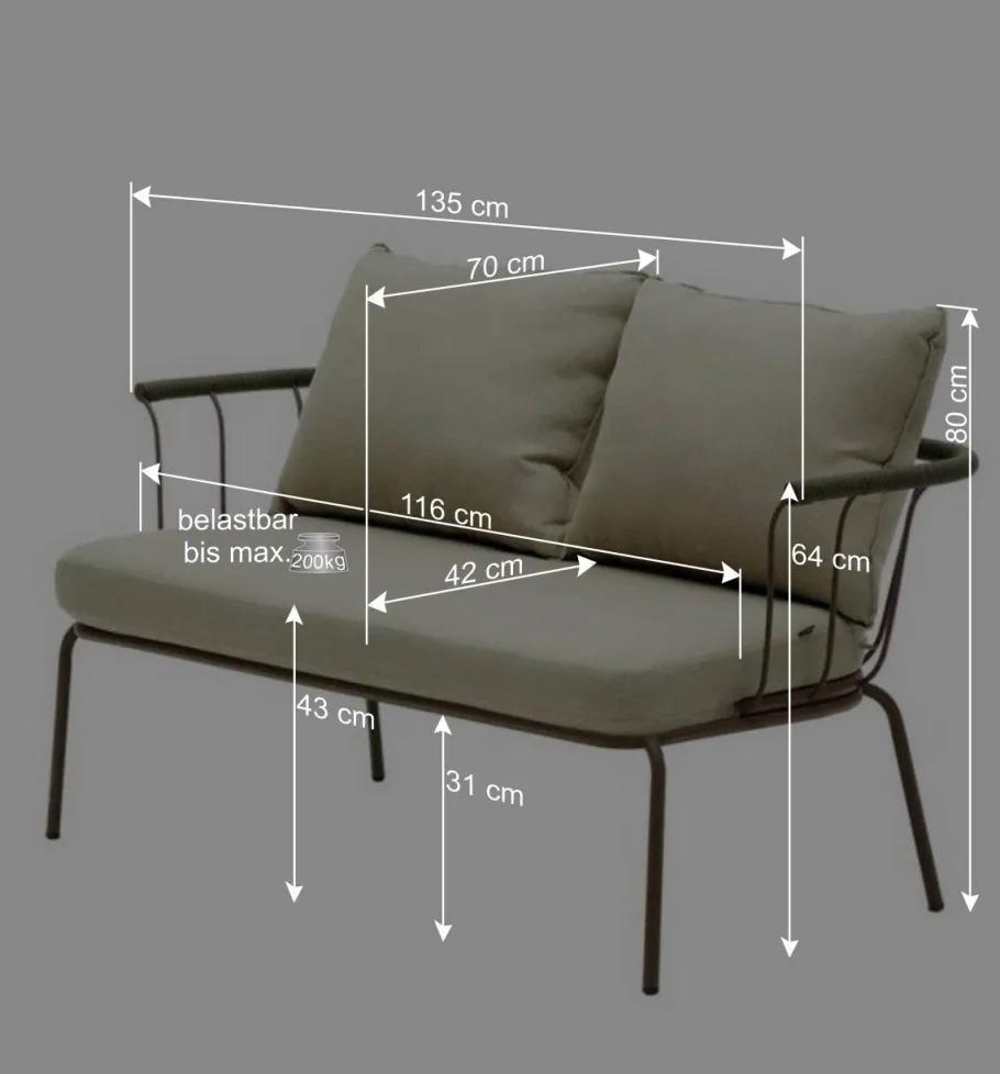 Sale Wohnen Zweisitzer Gartensofa in Braun - Ragusca