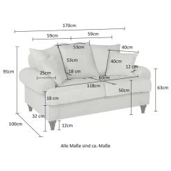 Online Wohnen Zweisitzer Sofa in Beige & Dunkelbraun - Merandes