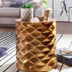 Hot Wohnen Zylinderform Metalltisch in Gold - Tunes