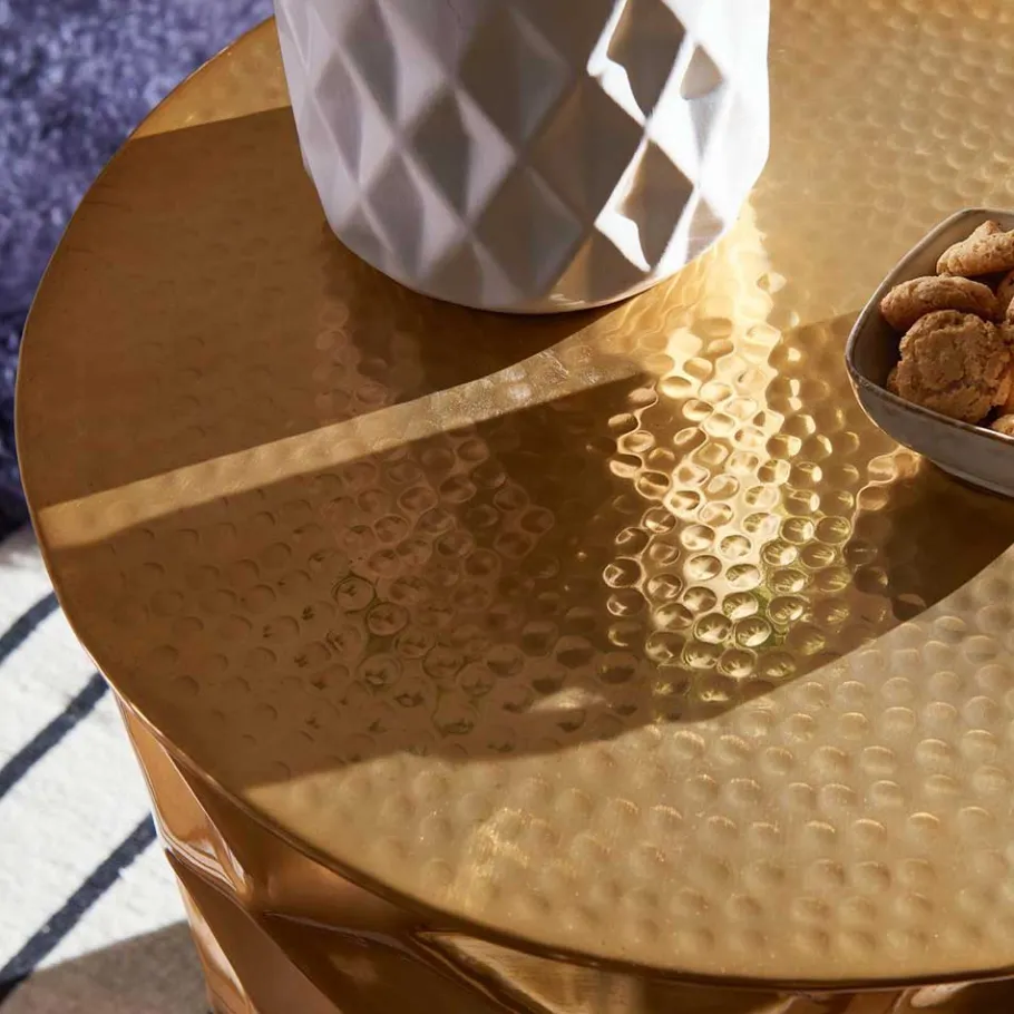 Hot Wohnen Zylinderform Metalltisch in Gold - Tunes
