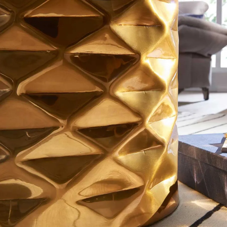 Hot Wohnen Zylinderform Metalltisch in Gold - Tunes