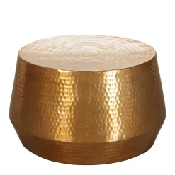 New Wohnen Zylinderform Sofatisch in Gold lackiert - Dronja